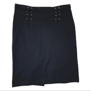 Lace Up Black Pencil Skirt